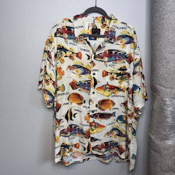 Jams World Reef Fish Print Tropical Sea Ocean Rayon Hawaiian Shirt Mens XXL - Picture 1 of 3